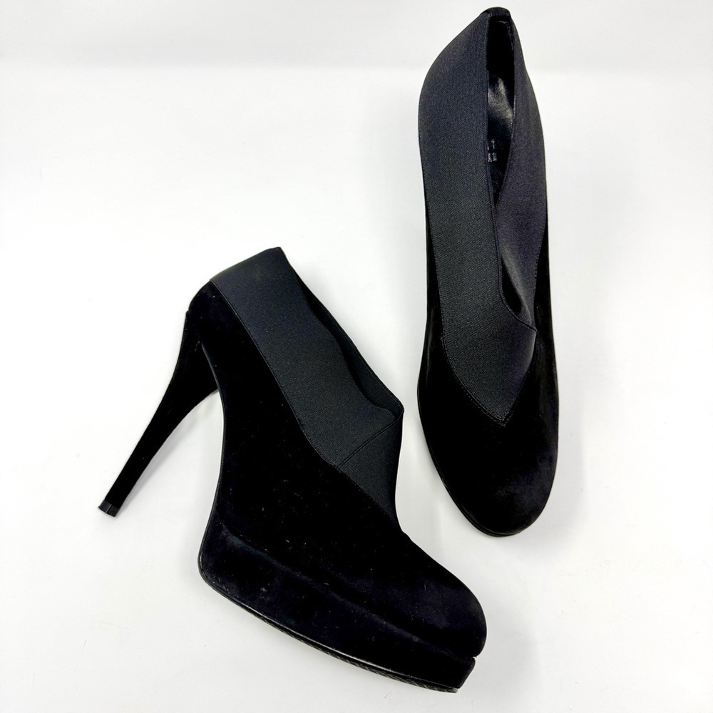 Stuart Wietzman Black Stretchy High Heel Platform Booties